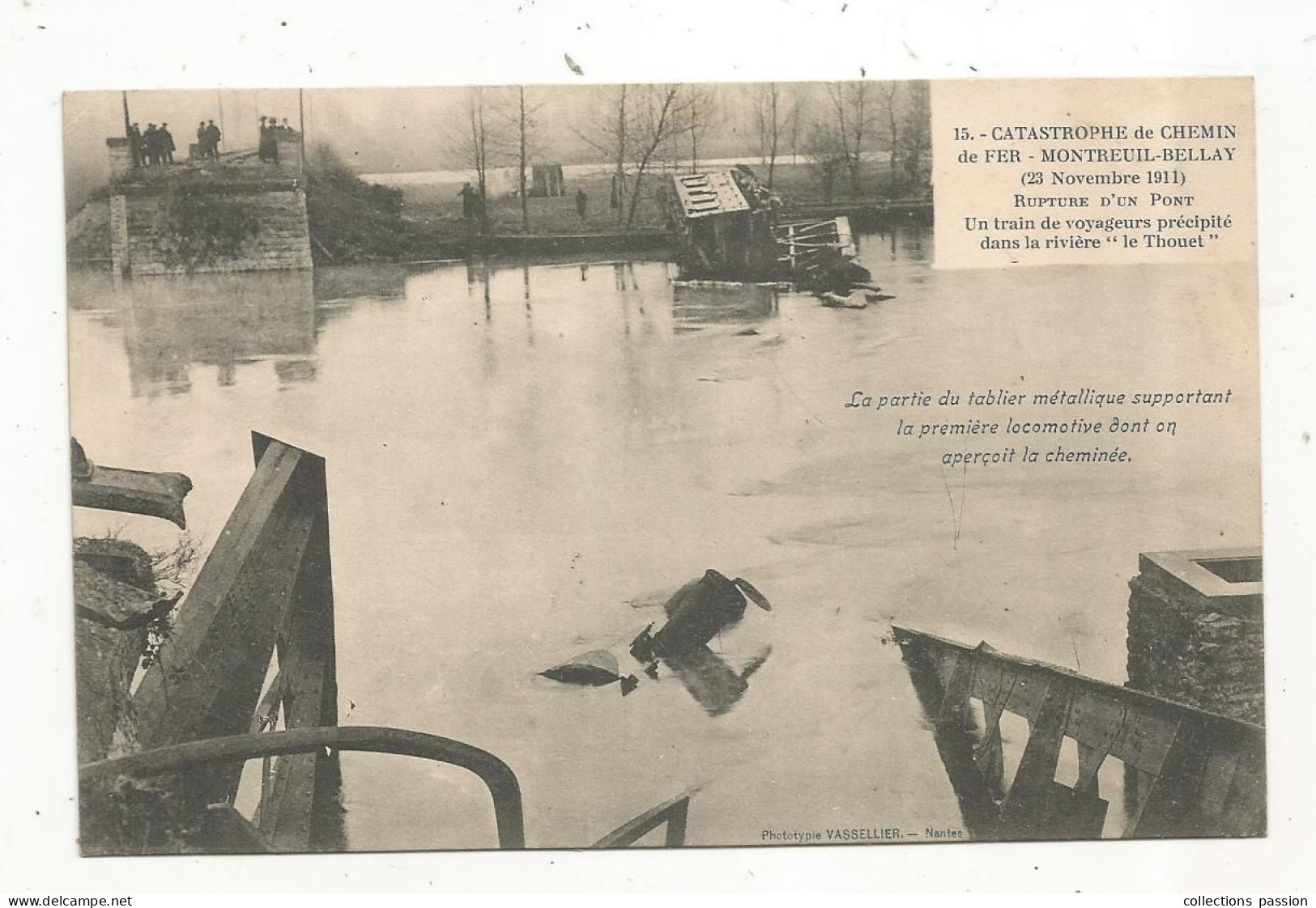 Cp, Catastrophe De Chemin De Fer , 49 , MONTREUIL BELLEY,  1911 , Rupture D'un Pont,  Vierge - Disasters