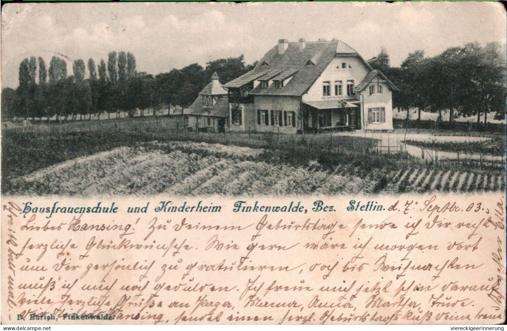 ! Alte Ansichtskarte Aus Finkenwalde Bei Stettin, 1903, Hausfrauenschule U. Kinderheim - Pommern