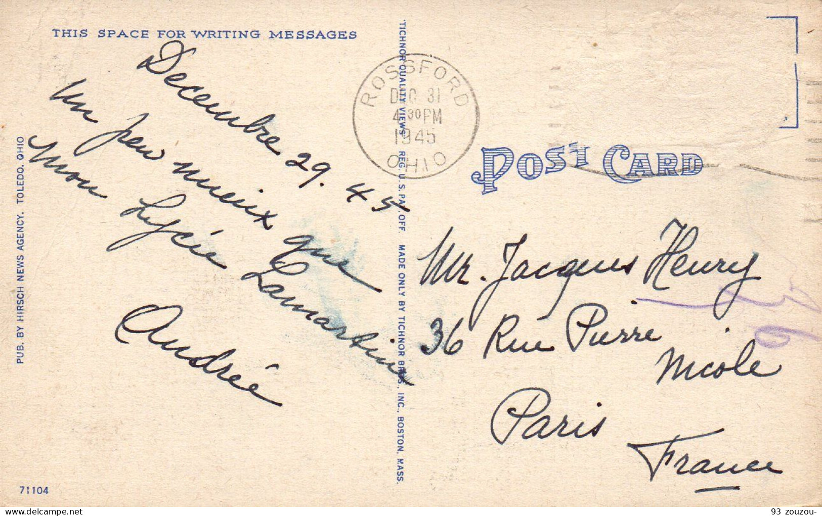 ETATS UNIS. OHIO. TOLEDO. De Vilbiss High School, Toledo, Ohio, Unwritten Card. 1945. - Toledo