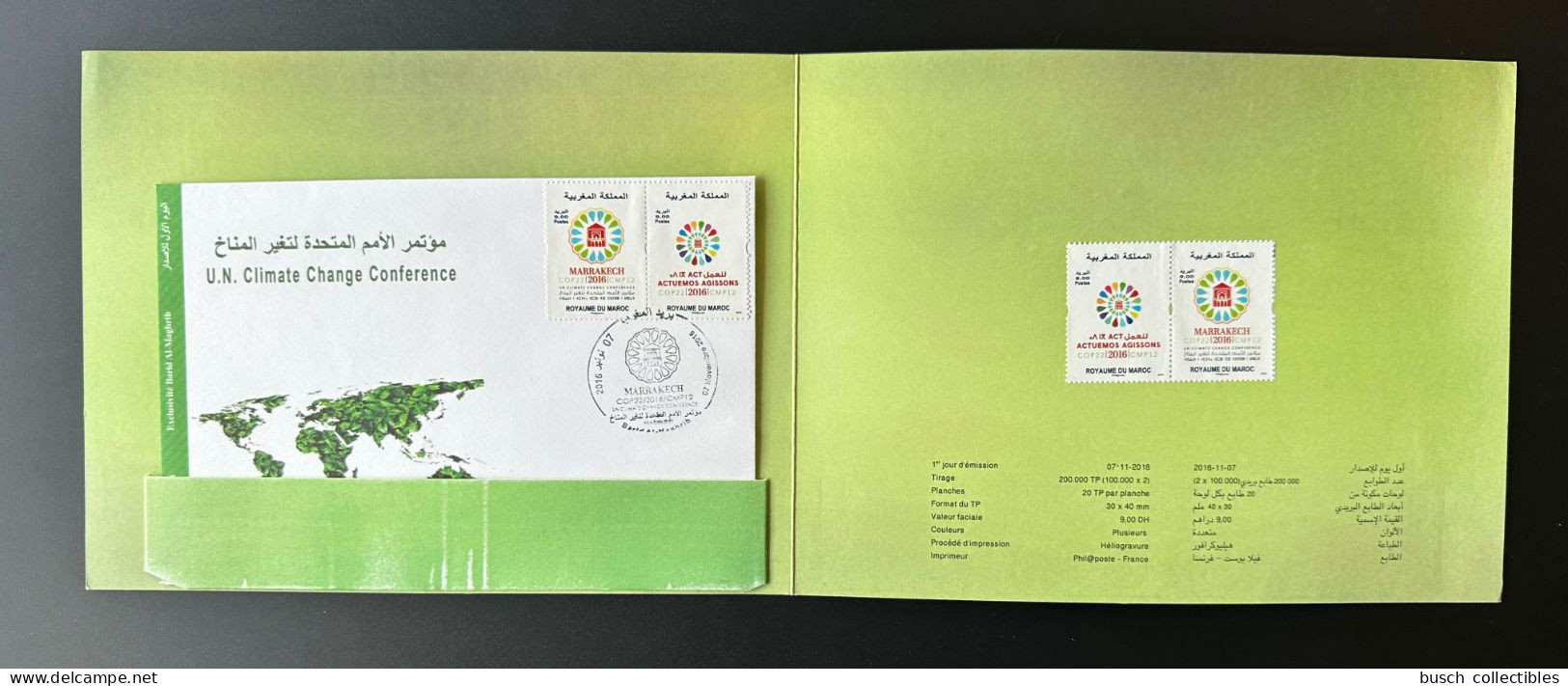 Maroc Morocco Marokko 2016 Marrakech COP 22 CMP 12 UN Climate Change Conference Folder United Nations FDC - Morocco (1956-...)