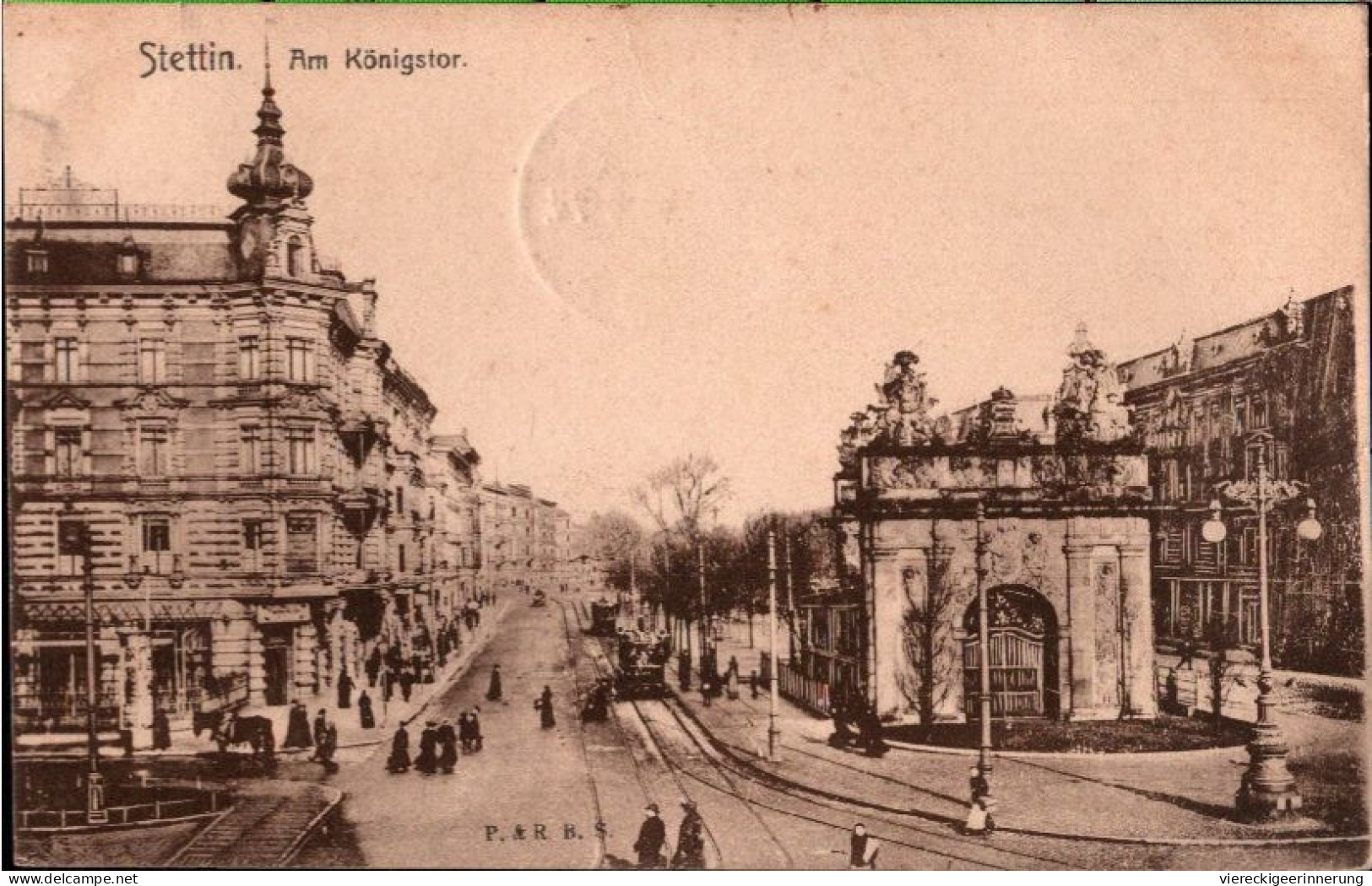 ! Alte Ansichtskarte Aus Stettin, Am Königstor, Straßenbahn, Tram, 1906 - Pommern