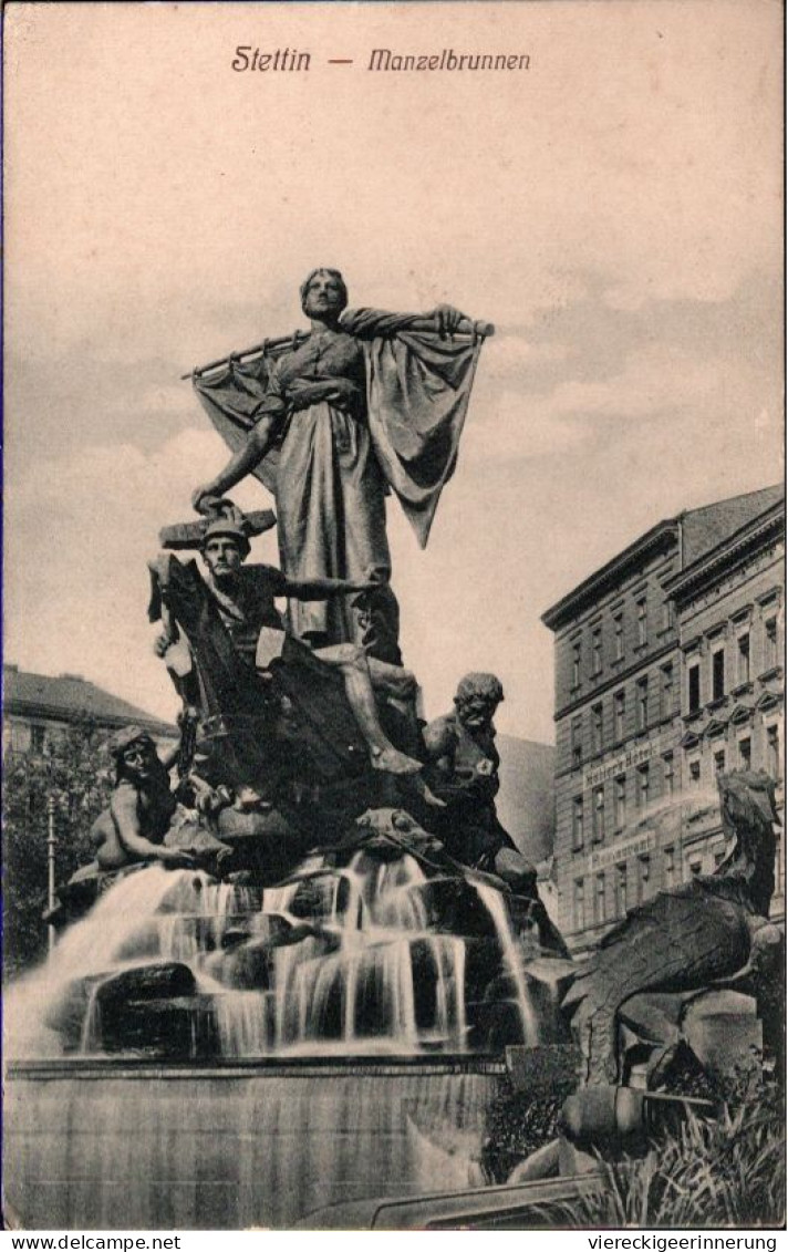 ! Alte Ansichtskarte Aus Stettin, Manzelbrunnen, Pommern - Pommern