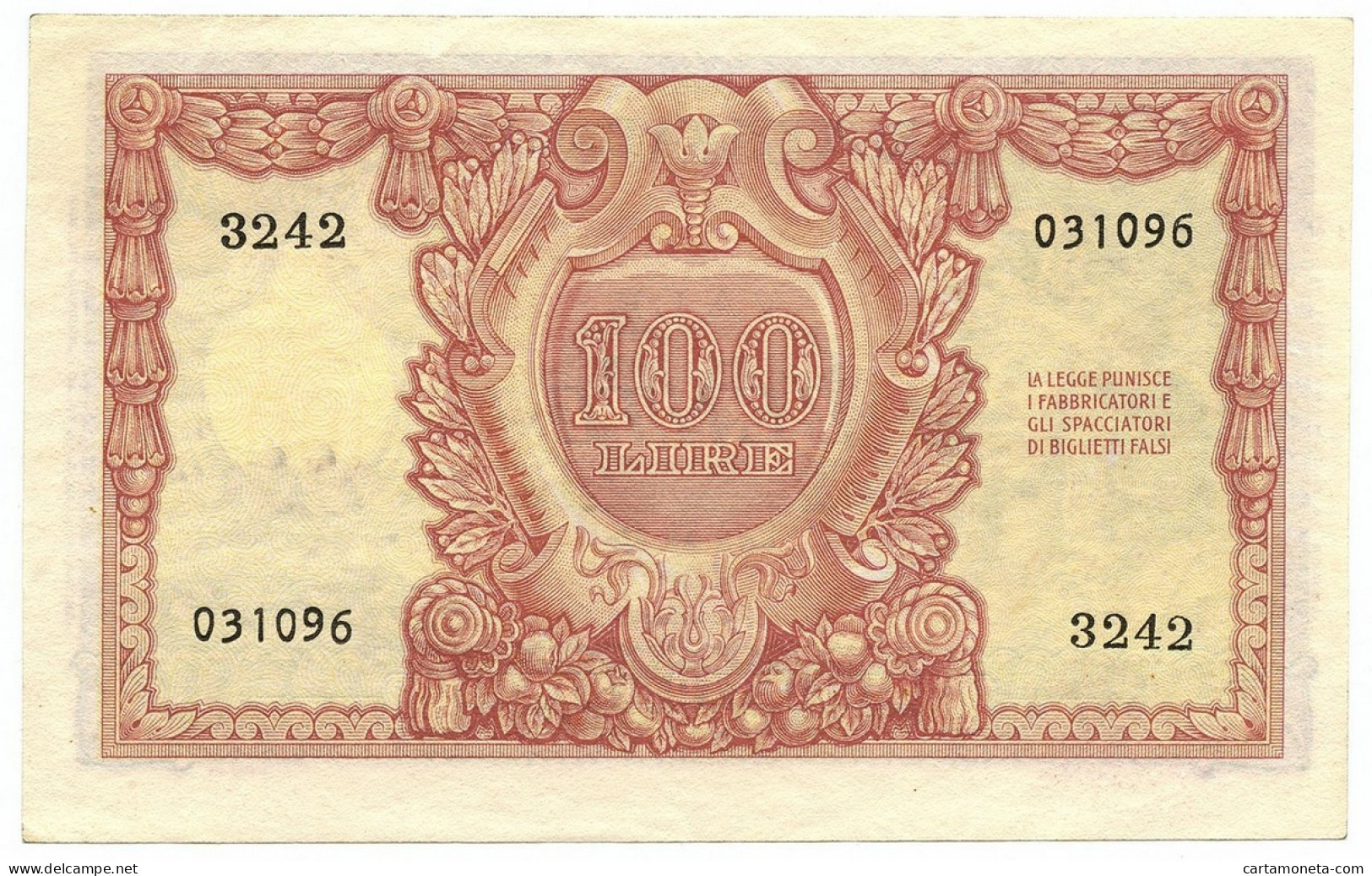 100 LIRE BIGLIETTO DI STATO ITALIA ELMATA DI CRISTINA 31/12/1951 SUP- - Otros & Sin Clasificación