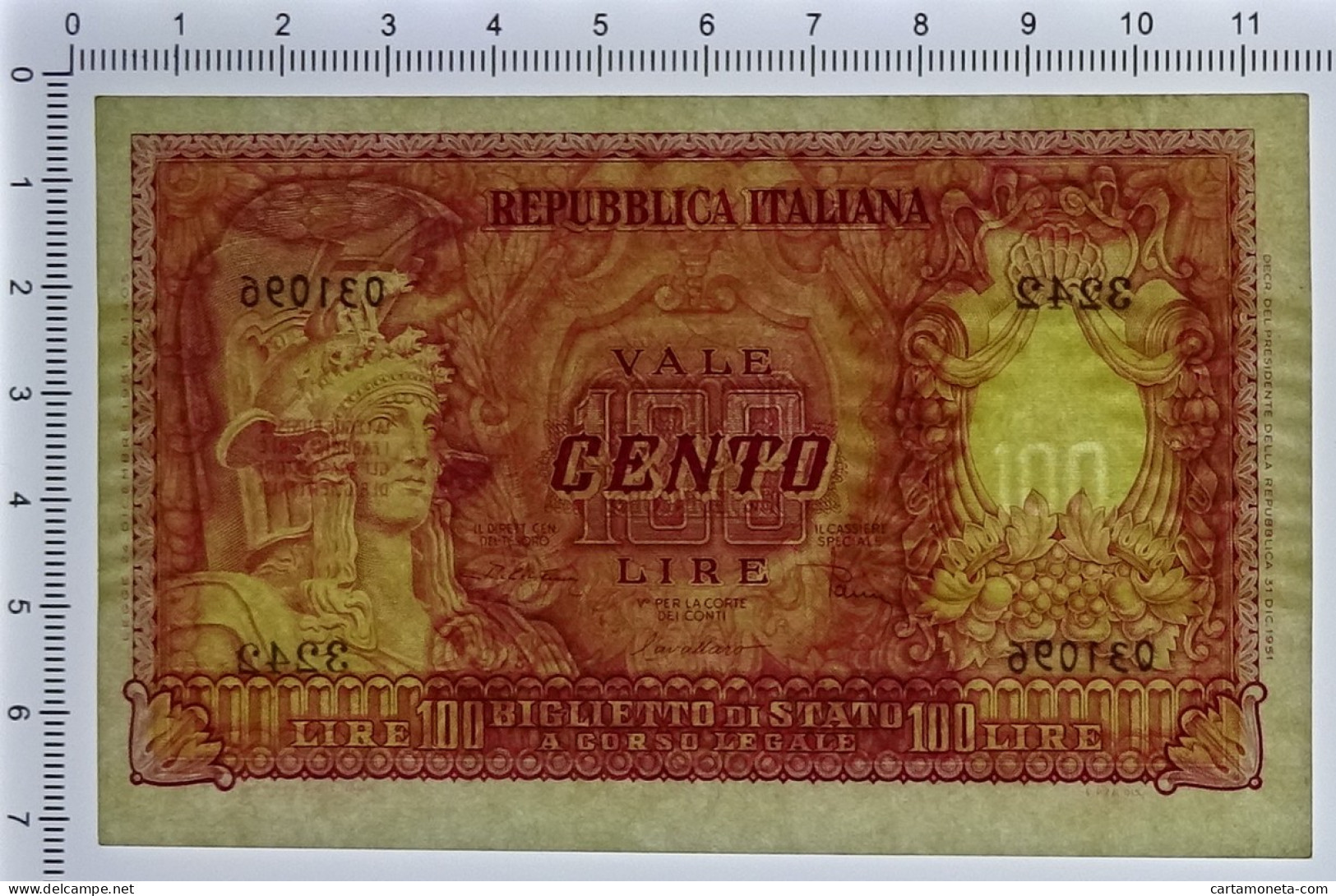 100 LIRE BIGLIETTO DI STATO ITALIA ELMATA DI CRISTINA 31/12/1951 SUP- - Sonstige & Ohne Zuordnung