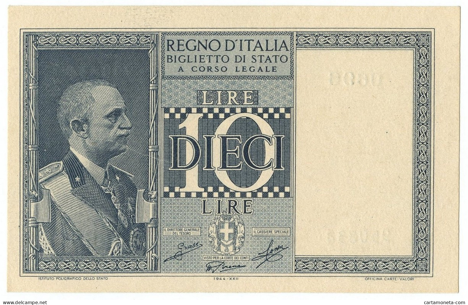 10 LIRE BIGLIETTO DI STATO VITTORIO EMANUELE III FASCIO 1944 XXII QFDS - Regno D'Italia – Autres