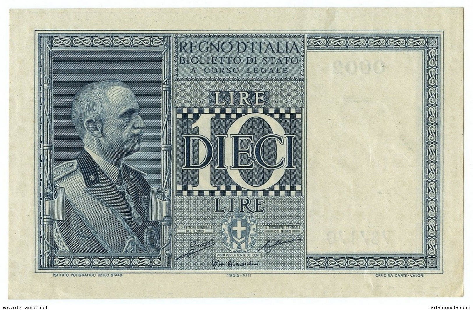 10 LIRE BIGLIETTO DI STATO VITTORIO EMANUELE III FASCIO 1935 XIII SUP - Andere