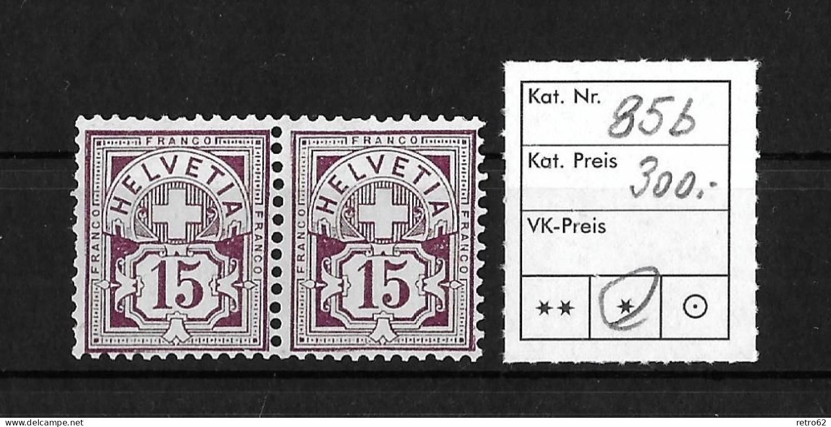 1906  ZIFFERMUSTER  Faserpapier Mit Wasserzeichen    ►SBK-2x 85b* / CHF 300.- In Tadellosem Zustand◄ - Neufs