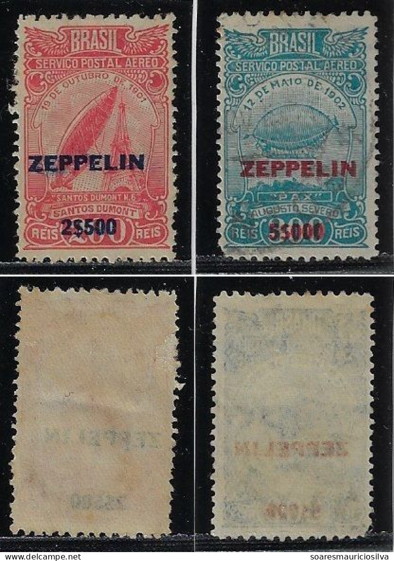 Brazil Year 1931 Zeppelin Airmail Company Stamp RHM-10/11 Used And Unused (catalog US$98) - Aéreo (empresas Privadas)