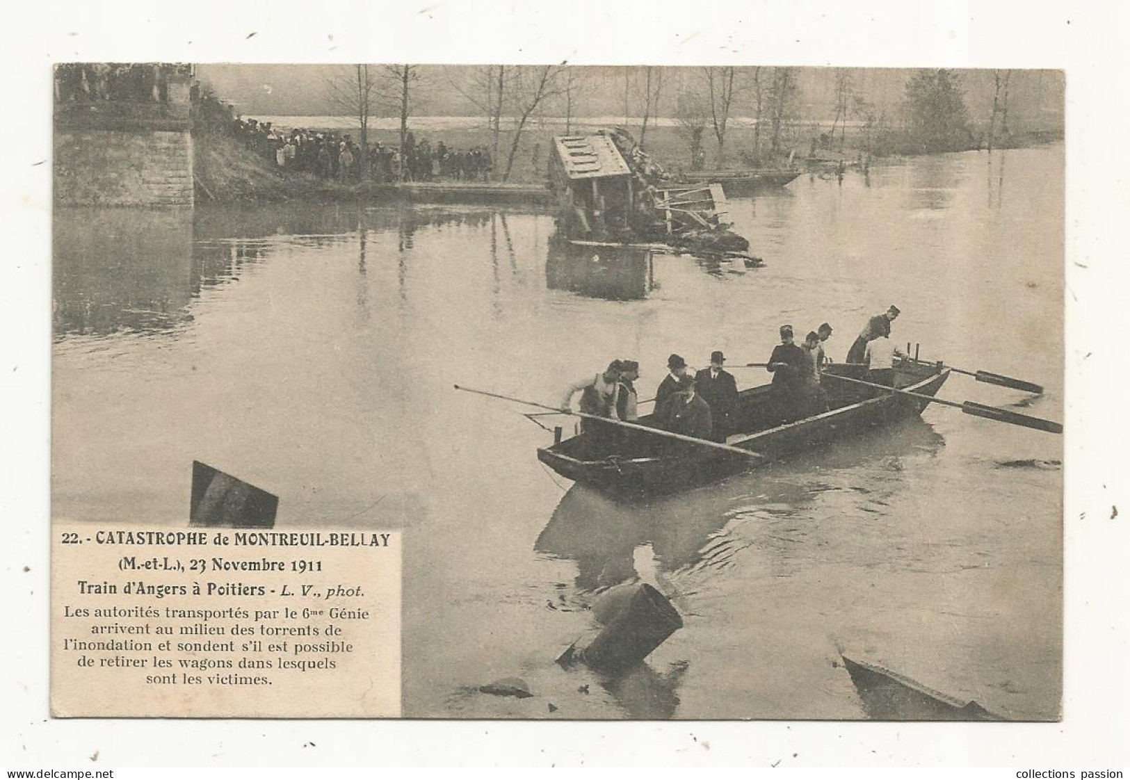 Cp, Catastrophe De Chemin De Fer , 49 , MONTREUIL BELLEY,  1911 , Train D'Angers à Poitiers, Les Autorités .... - Rampen