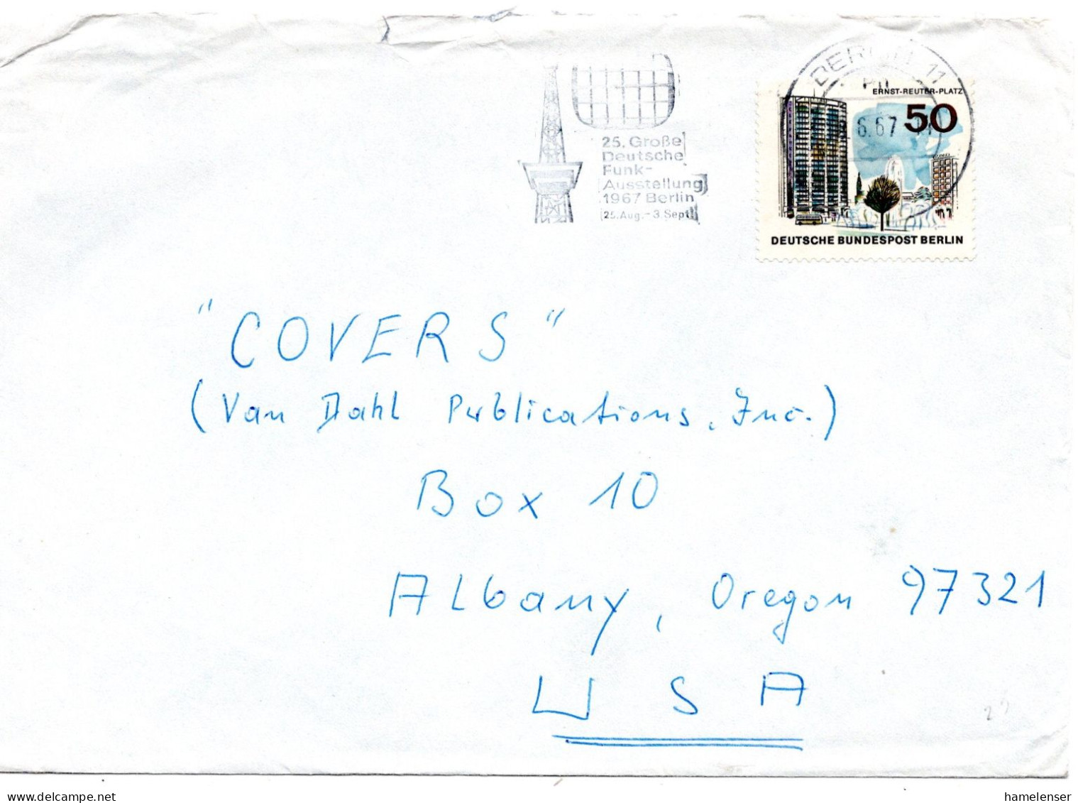 65363 - Berlin - 1967 - 50Pfg Neu-Berlin EF A Bf BERLIN - ... -> Albany, OR (USA) - Storia Postale