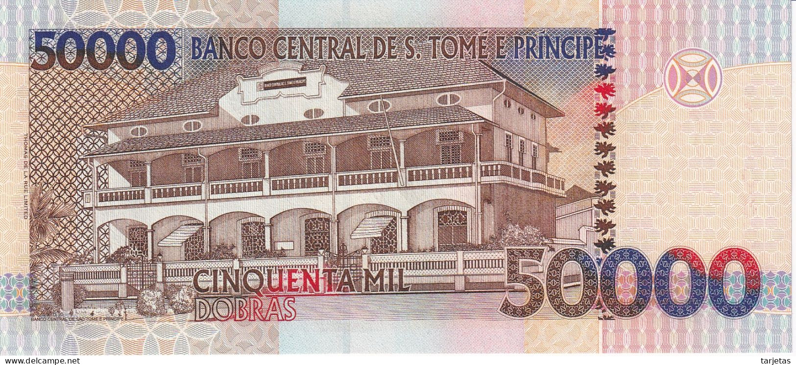 BILLETE DE SAO TOME E PRINCIPE DE 50000 DOBRAS DEL AÑO 1996 SIN CIRCULAR (UNC) (BANKNOTE) PAJARO-BIRD - Sao Tomé Et Principe