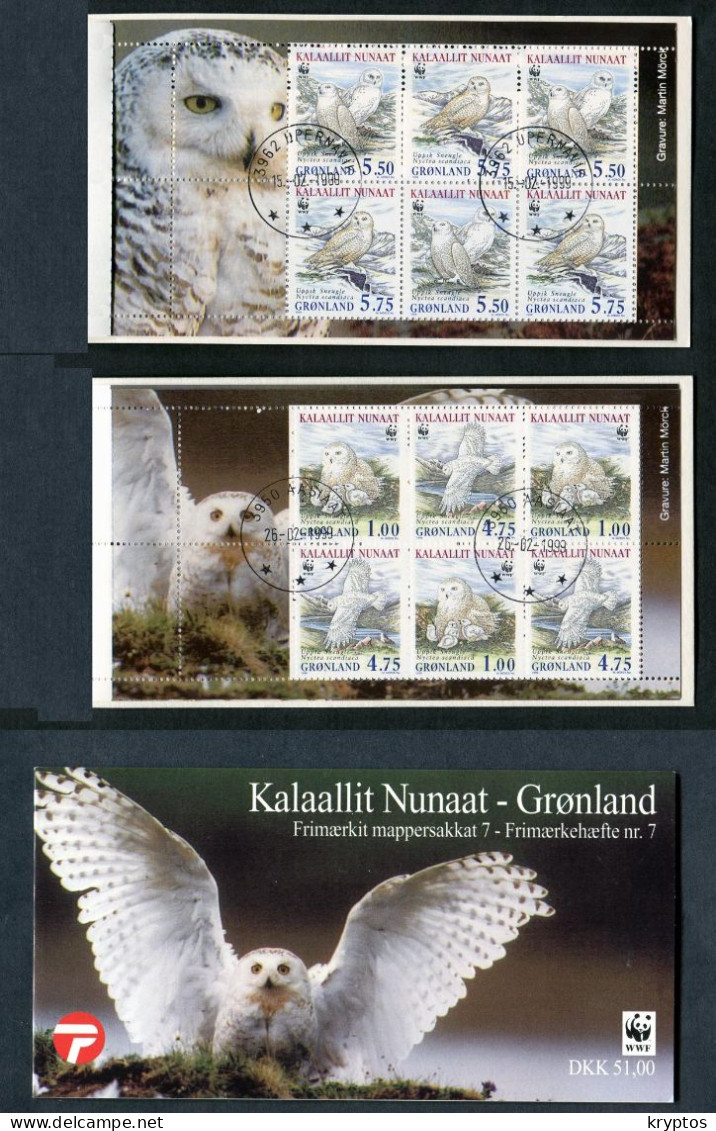 Greenland 1999 Snowy Owls. Booklet Complet W. 12 Stamps - USED - Carnets