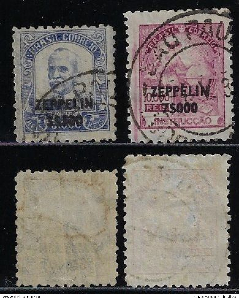 Brazil Year 1932 Zeppelin Airmail Company Stamp RHM-12/13 Used (catalog US$70) - Airmail (Private Companies)