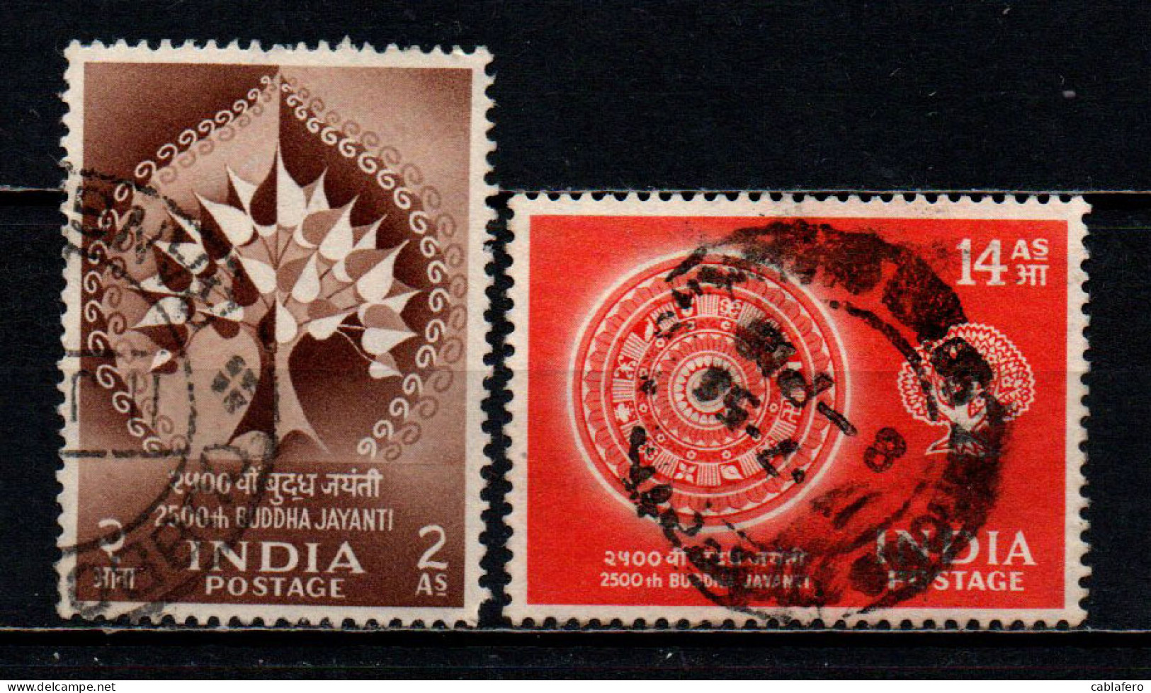 INDIA - 1956 - 2500° ANNIVERSARIO DELLA NASCITA DI BUDDHA - USATI - Oblitérés