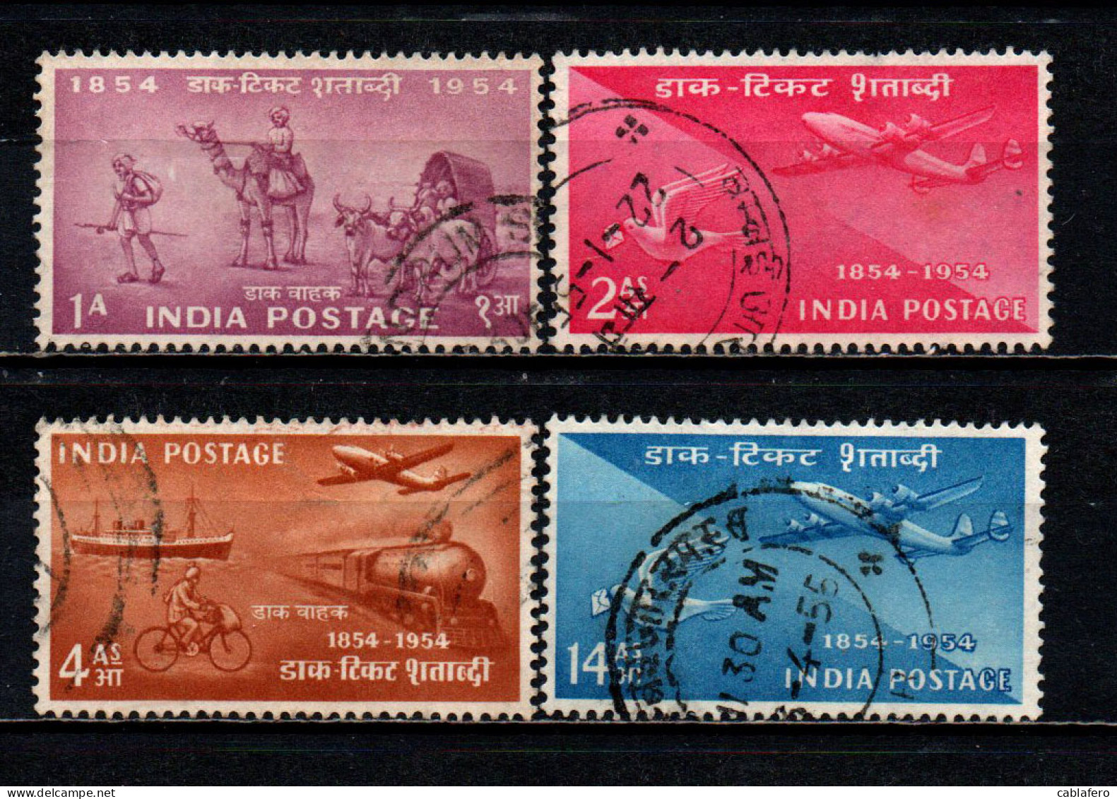 INDIA - 1954 - CENTENARIO DEL FRANCOBOLLO INDIANO - USATI - Oblitérés