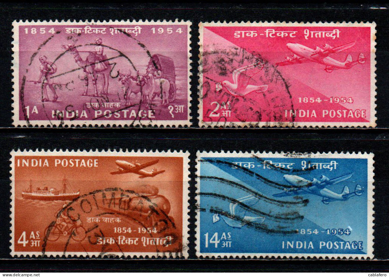 INDIA - 1954 - CENTENARIO DEL FRANCOBOLLO INDIANO - USATI - Oblitérés