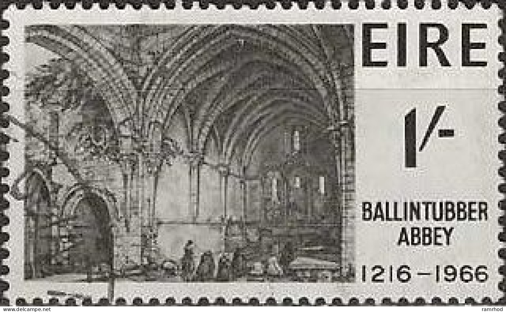 IRELAND 1966 750th Anniversary Of Ballintubber Abbey - 1s - Interior Of Abbey (from Lithograph) FU - Usati