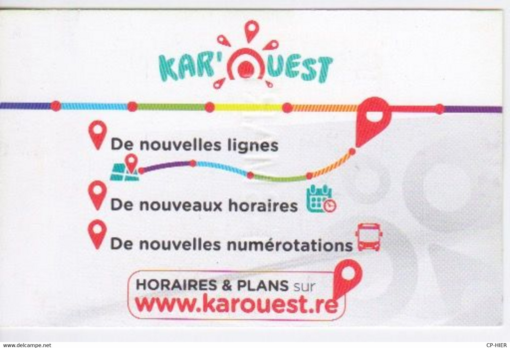 Ile De La Réunion -TICKET ECO DE BUS - KAROUEST  KAR OUEST NOUVELLE LIGNE -  VENTE AU SOL  UNIQUEMENT - Mondo