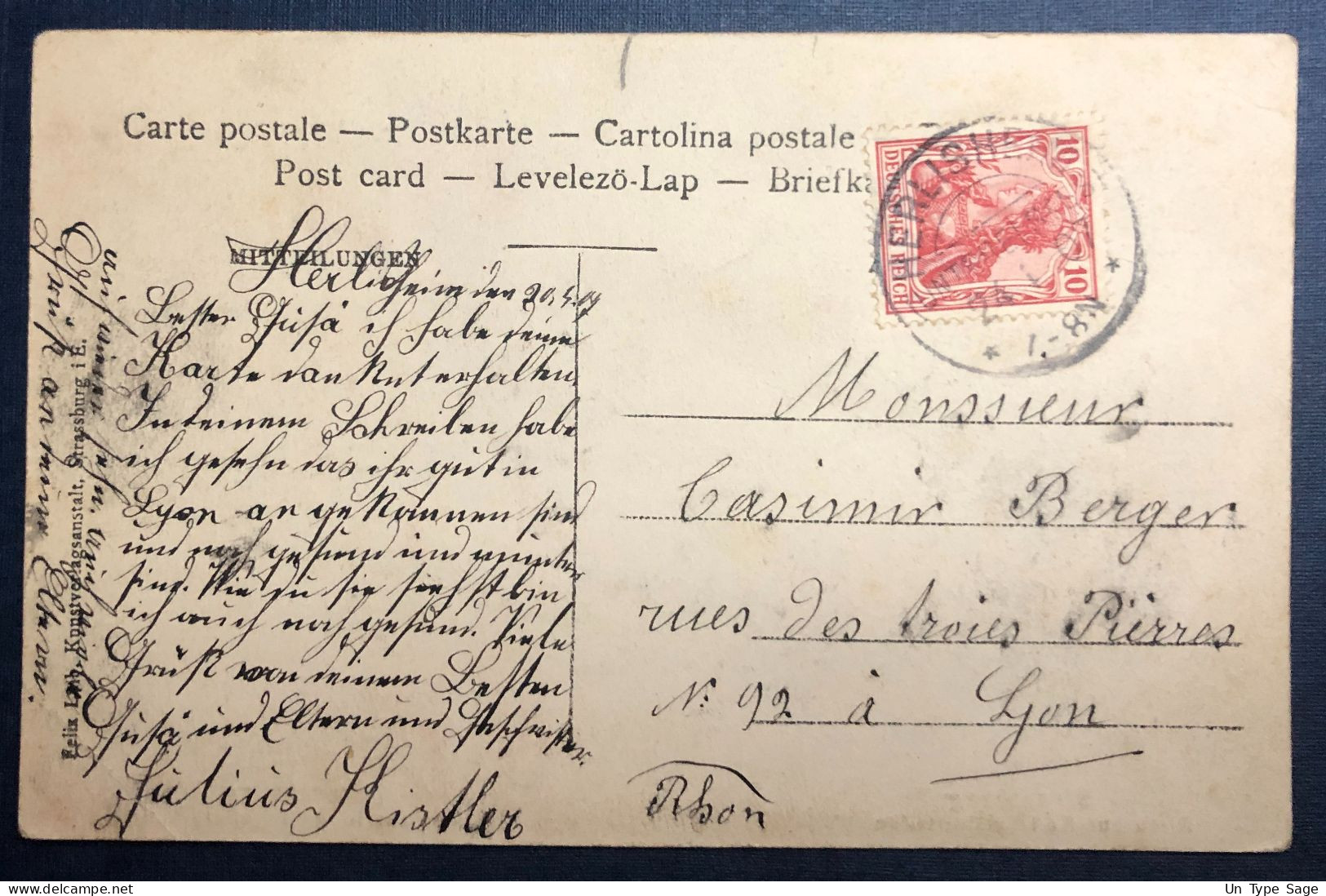 Allemagne Divers Sur CPA TAD Herlisheim 24.1.1907 Pour La France - (N593) - Brieven En Documenten