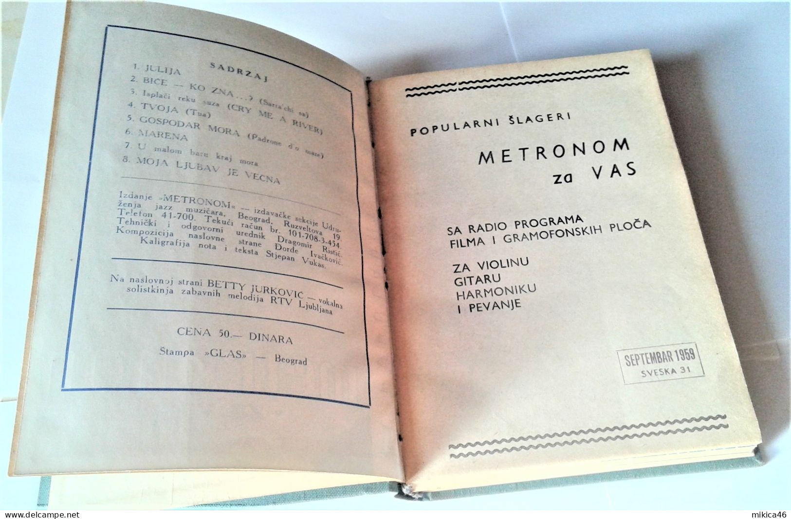 YUGOSLAVIA - METRONOM ZA VAS - POPULARNI ŠLAGERI - 1959 - Musique