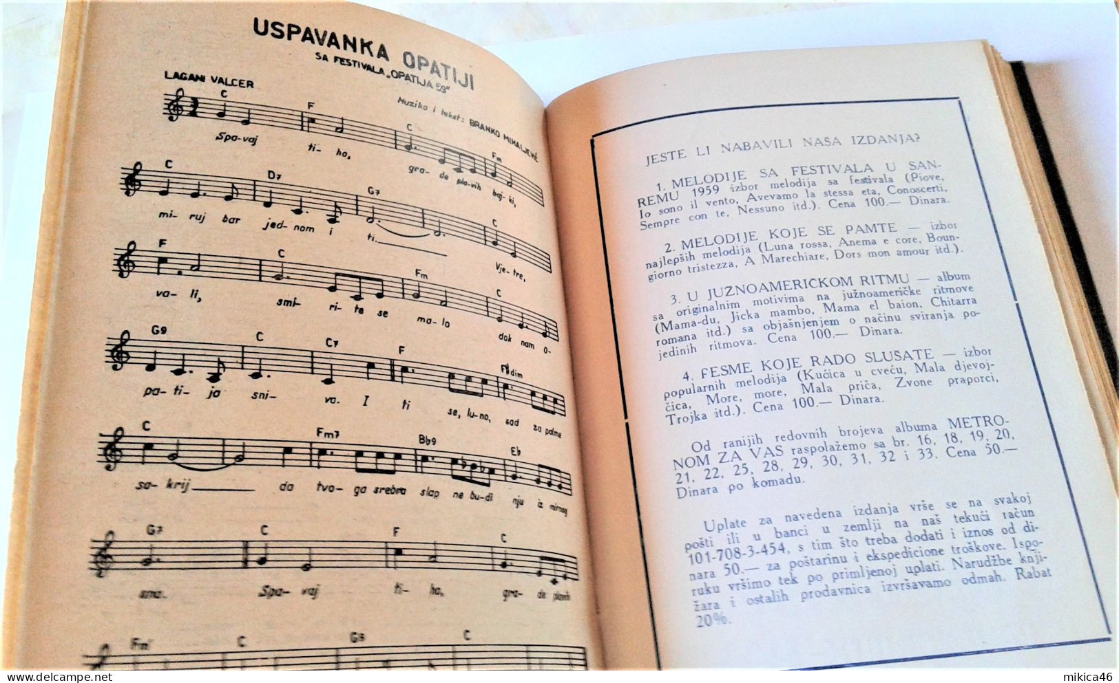 YUGOSLAVIA - METRONOM ZA VAS - POPULARNI ŠLAGERI - 1959 - Musica