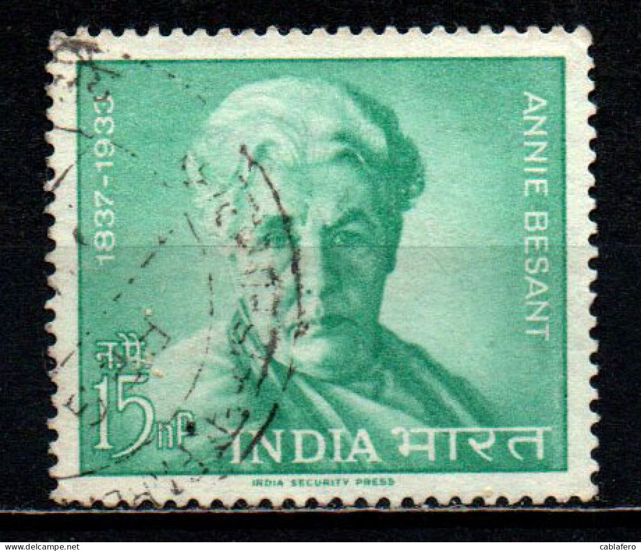 INDIA - 1963 - Annie Besant 1847-1933), An English Woman Devoted To The Cause Of India’s Freedom, Theosophist An - USATO - Gebraucht