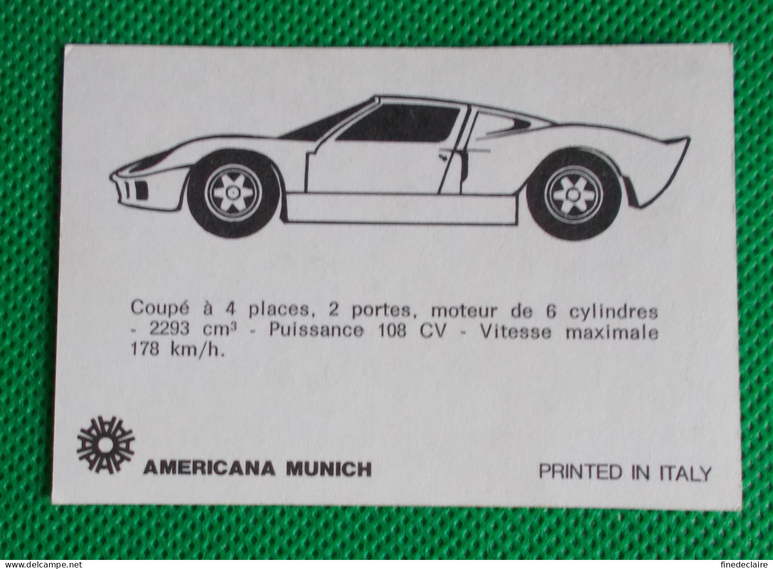 Trading Card - Americana Munich - (7,5 X 5,2 Cm) - Ford Capri 2300 GT - N° 328 - Moteurs