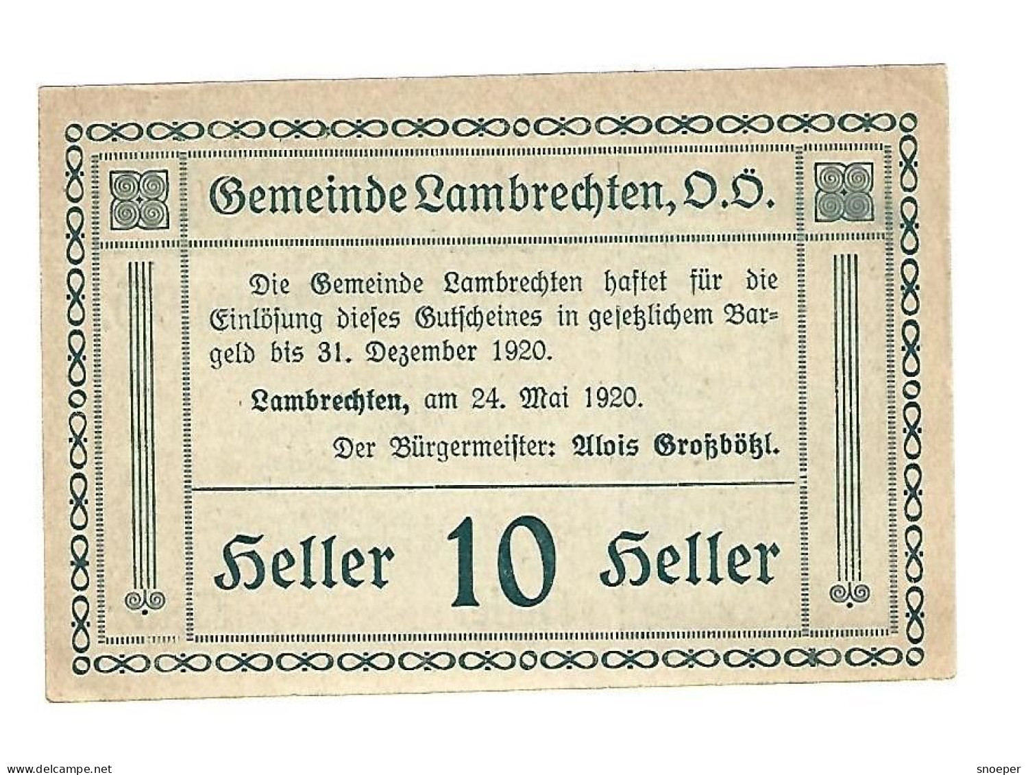 **notgeld   Austria Lambrechten 10 Heller  497a - Autriche