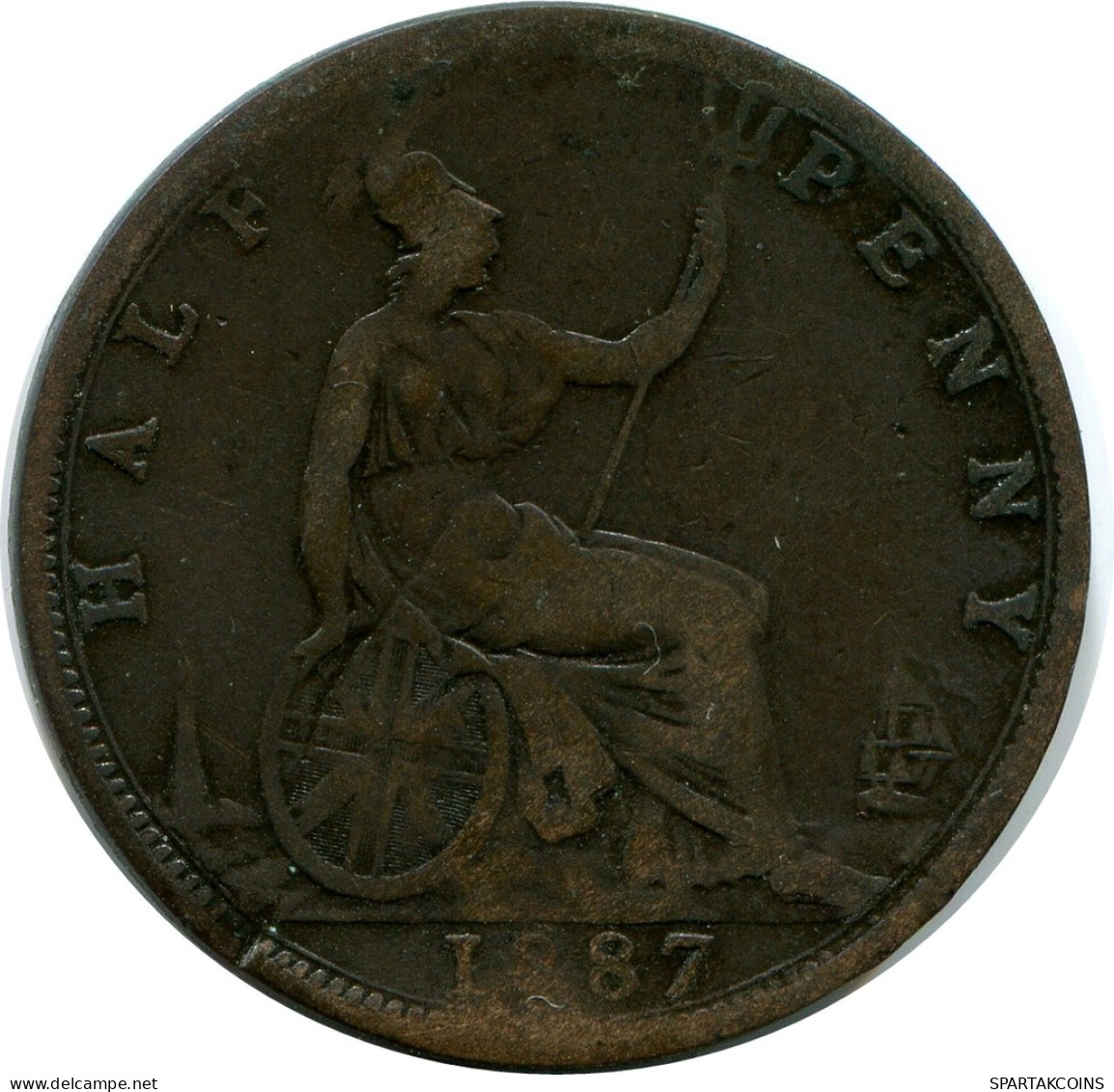 HALF PENNY 1887 UK GREAT BRITAIN Coin #AZ616.U - C. 1/2 Penny