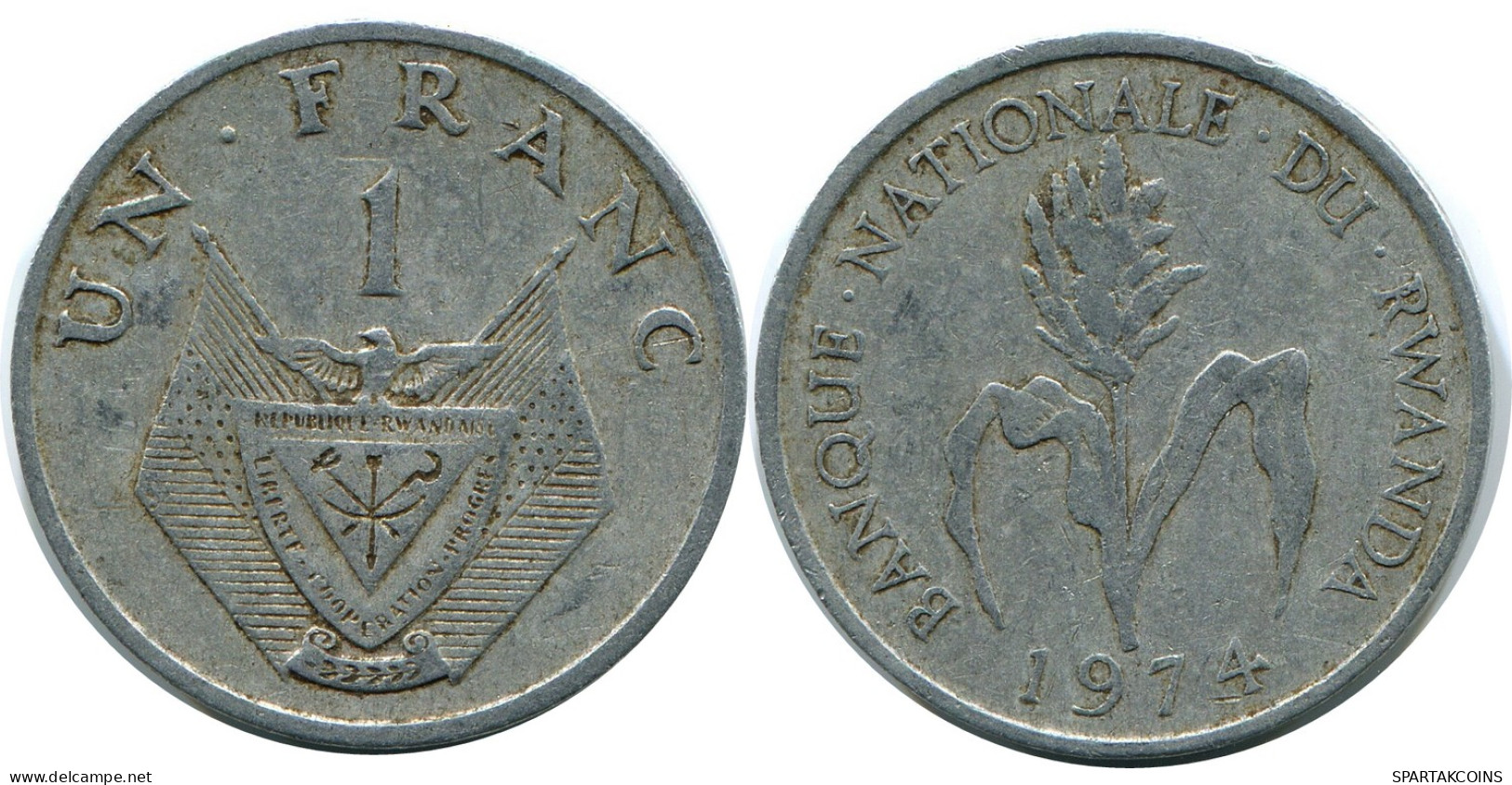 1 FRANC 1974 RWANDA (RUANDA) Coin #AP919.U - Rwanda