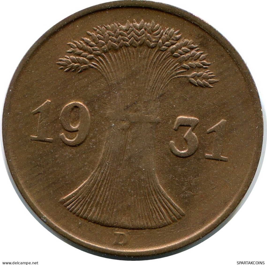 1 REICHSPFENNIG 1931 D GERMANY Coin #DB790.U - 1 Rentenpfennig & 1 Reichspfennig