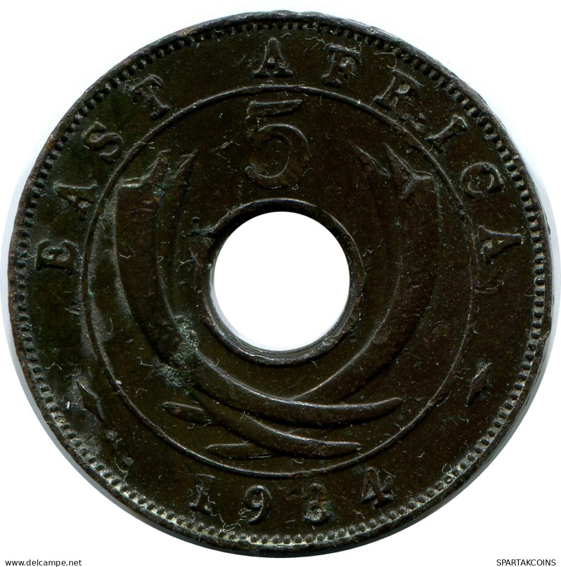 5 CENTS 1934 EAST AFRICA Coin #AP872.U - Britische Kolonie