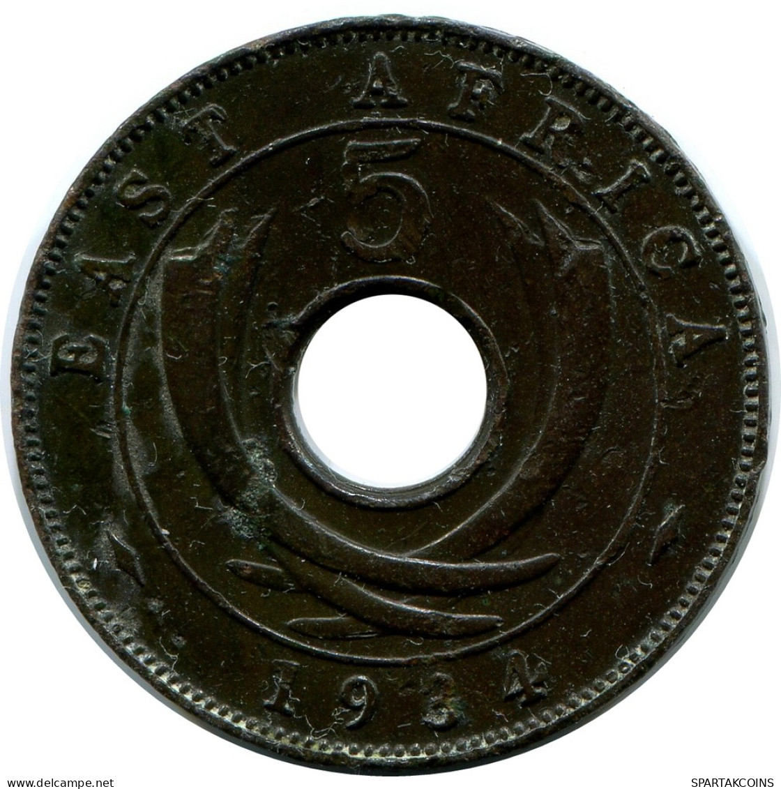 5 CENTS 1934 EAST AFRICA Coin #AP872.U - Britse Kolonie