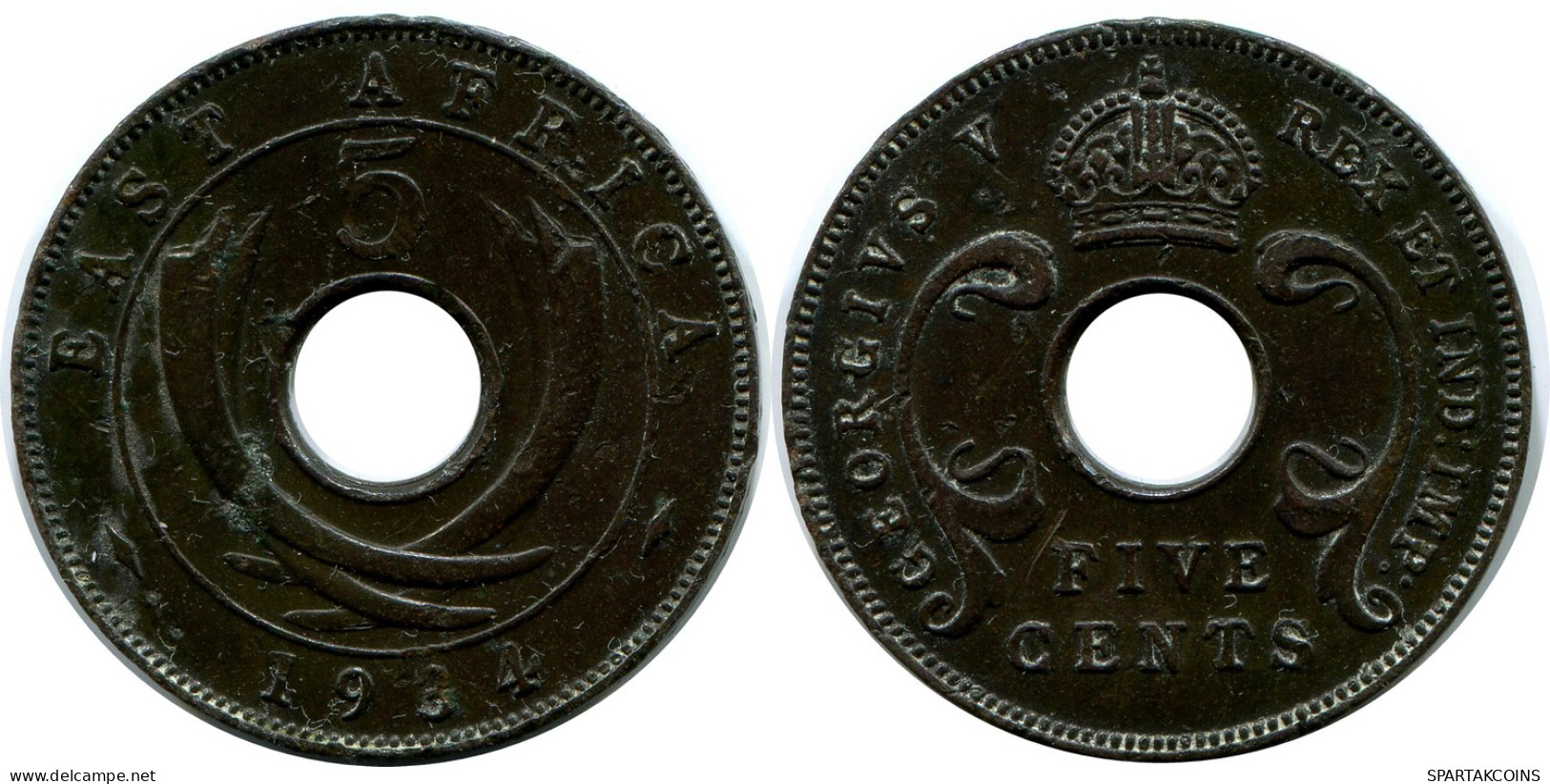 5 CENTS 1934 EAST AFRICA Coin #AP872.U - Britische Kolonie