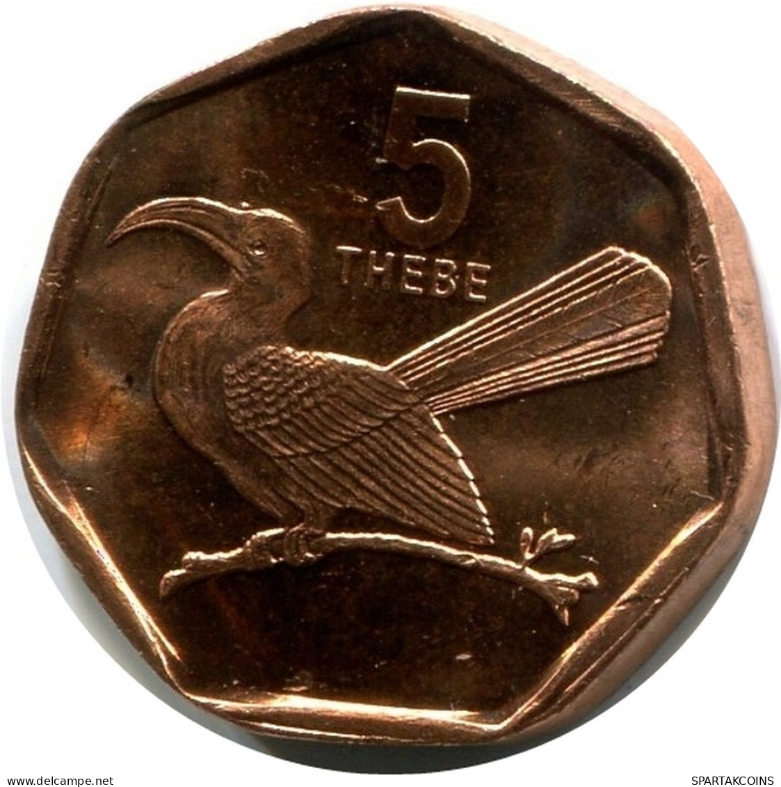 5 THEBE 1998 BOTSWANA Coin UNC Toko Bird Wildlife #M10022.U - Botswana