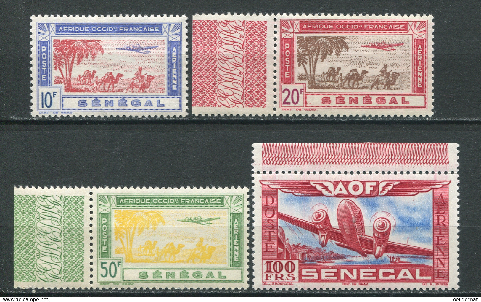 25026 Sénégal PA27, 28, 29a, 30** Type De Côte-d'Ivoire   1942  TB - Posta Aerea