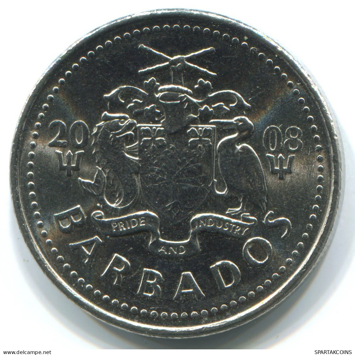 25 CENTS 2008 BARBADOS Coin #WW1160.U - Barbados (Barbuda)