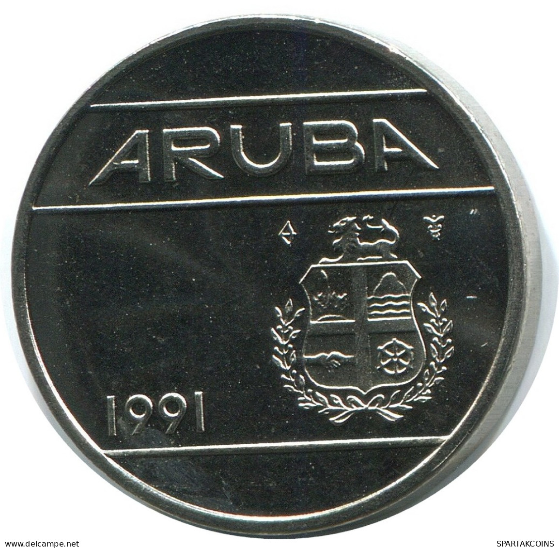 25 CENTS 1991 ARUBA Coin (From BU Mint Set) #AH068.U - Aruba