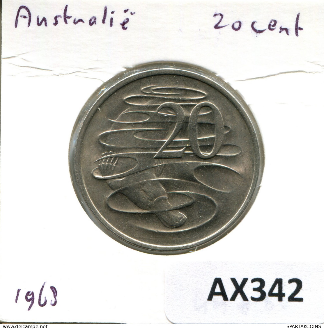 20 CENTS 1968 AUSTRALIE AUSTRALIA Pièce #AX342.F - 20 Cents