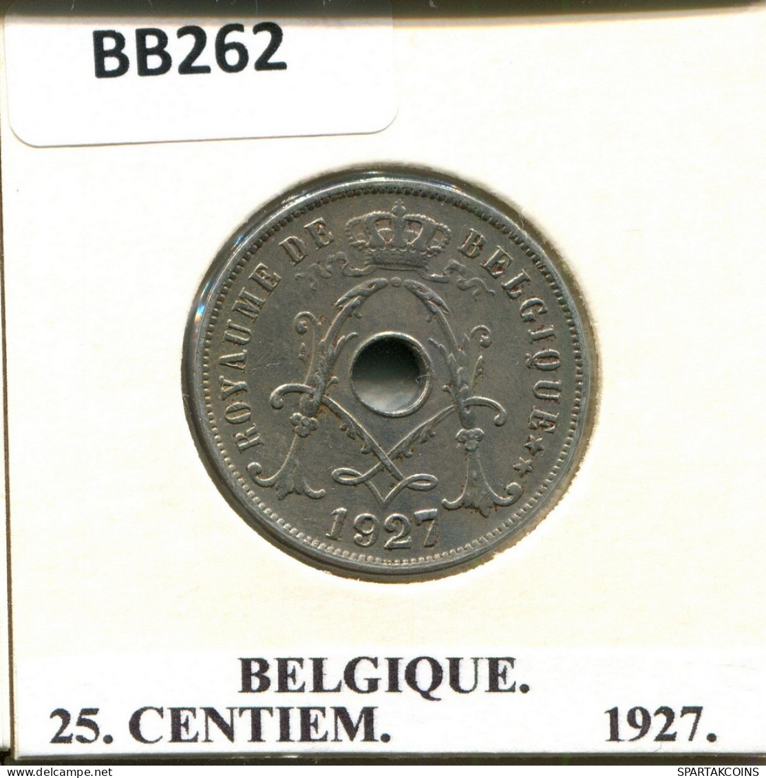 25 CENTIMES 1927 FRENCH Text BELGIQUE BELGIUM Pièce #BB262.F - 25 Cent