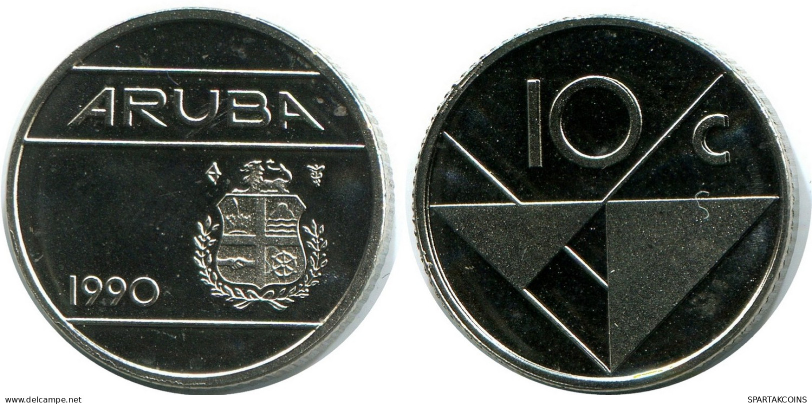 10 CENTS 1990 ARUBA Coin (From BU Mint Set) #AH072.U - Aruba