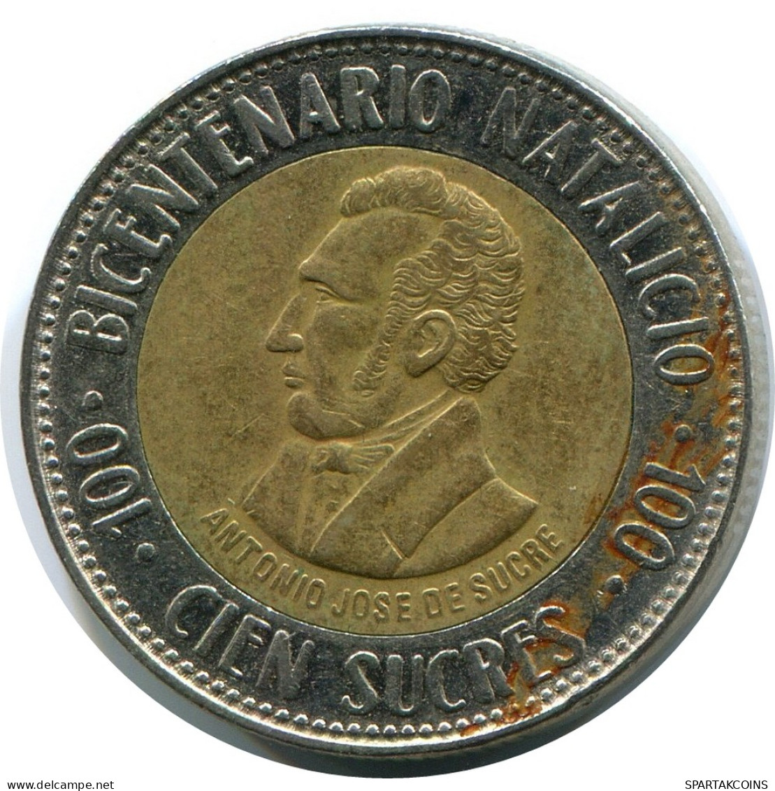 100 SUCRES 1995 ECUADOR BIMETALLIC Coin #AR946.U - Ecuador