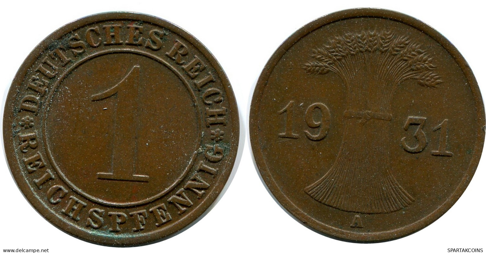 1 REICHSPFENNIG 1931 A ALEMANIA Moneda GERMANY #DB789.E - 1 Rentenpfennig & 1 Reichspfennig