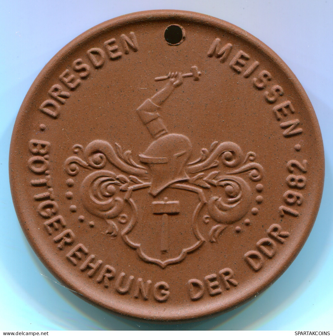 PORZELLANMEDAILLE BÖTTGER EHRUNG DDR 1982 PORZELLAN MEISSEN BRAUN #DE10334.3.F - Colecciones