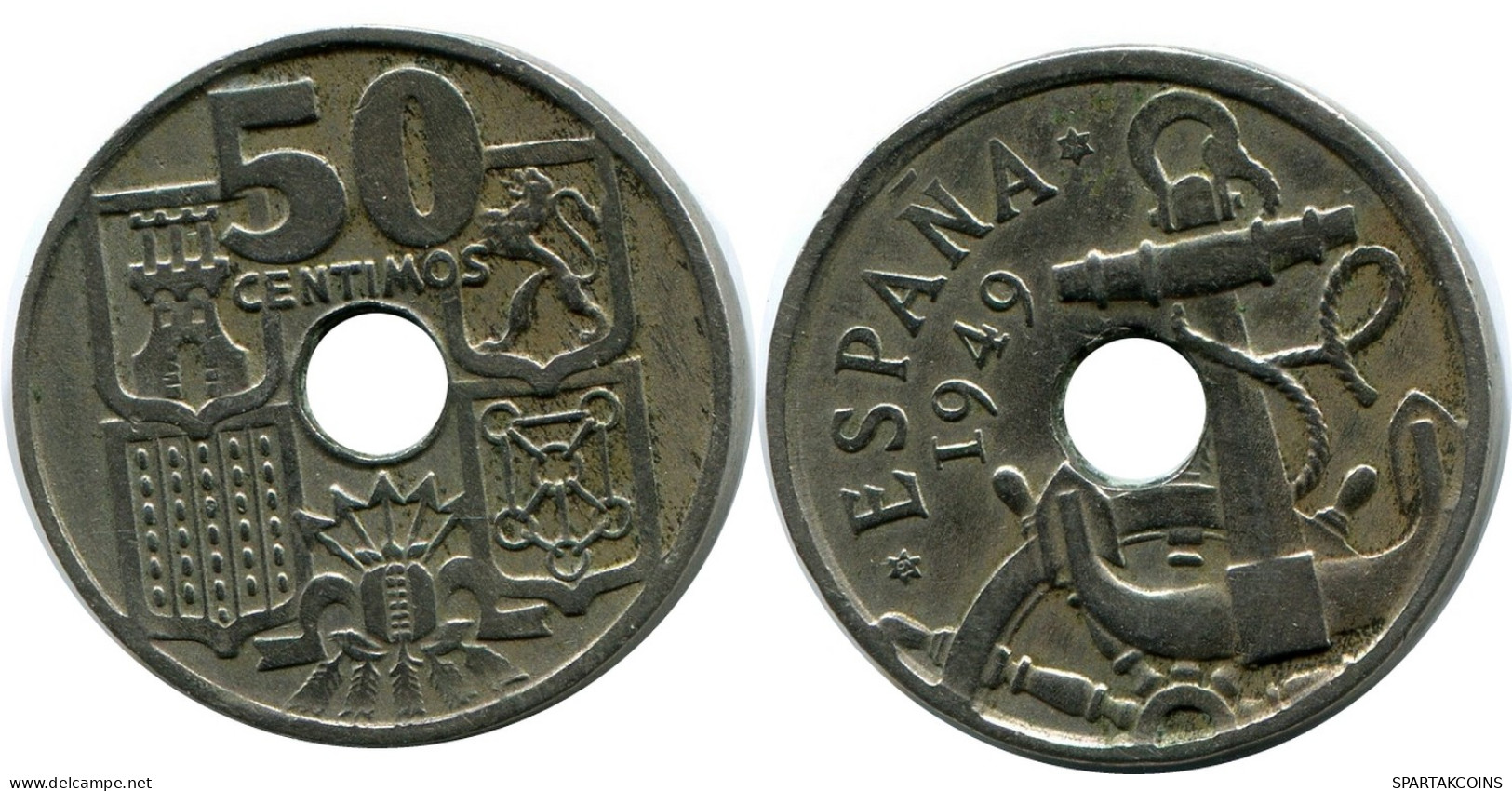 50 CENTIMOS 1949 SPAIN Coin #AR161.U - 50 Centimos