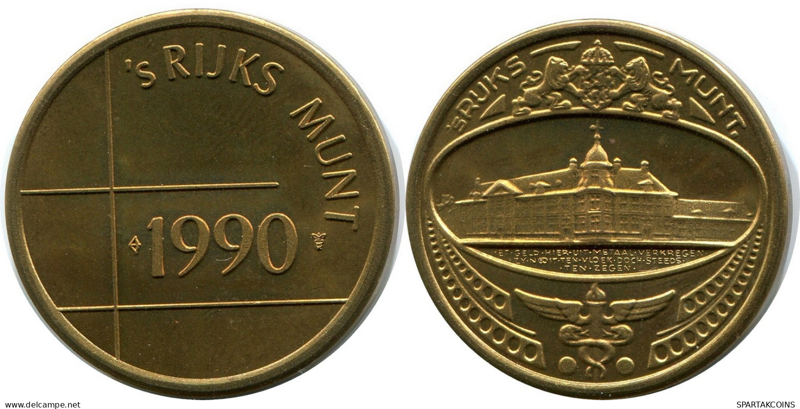 1990 ROYAL DUTCH MINT SET TOKEN NÉERLANDAIS NETHERLANDS MINT (From BU Mint Set) #AH029.F - Jahressets & Polierte Platten