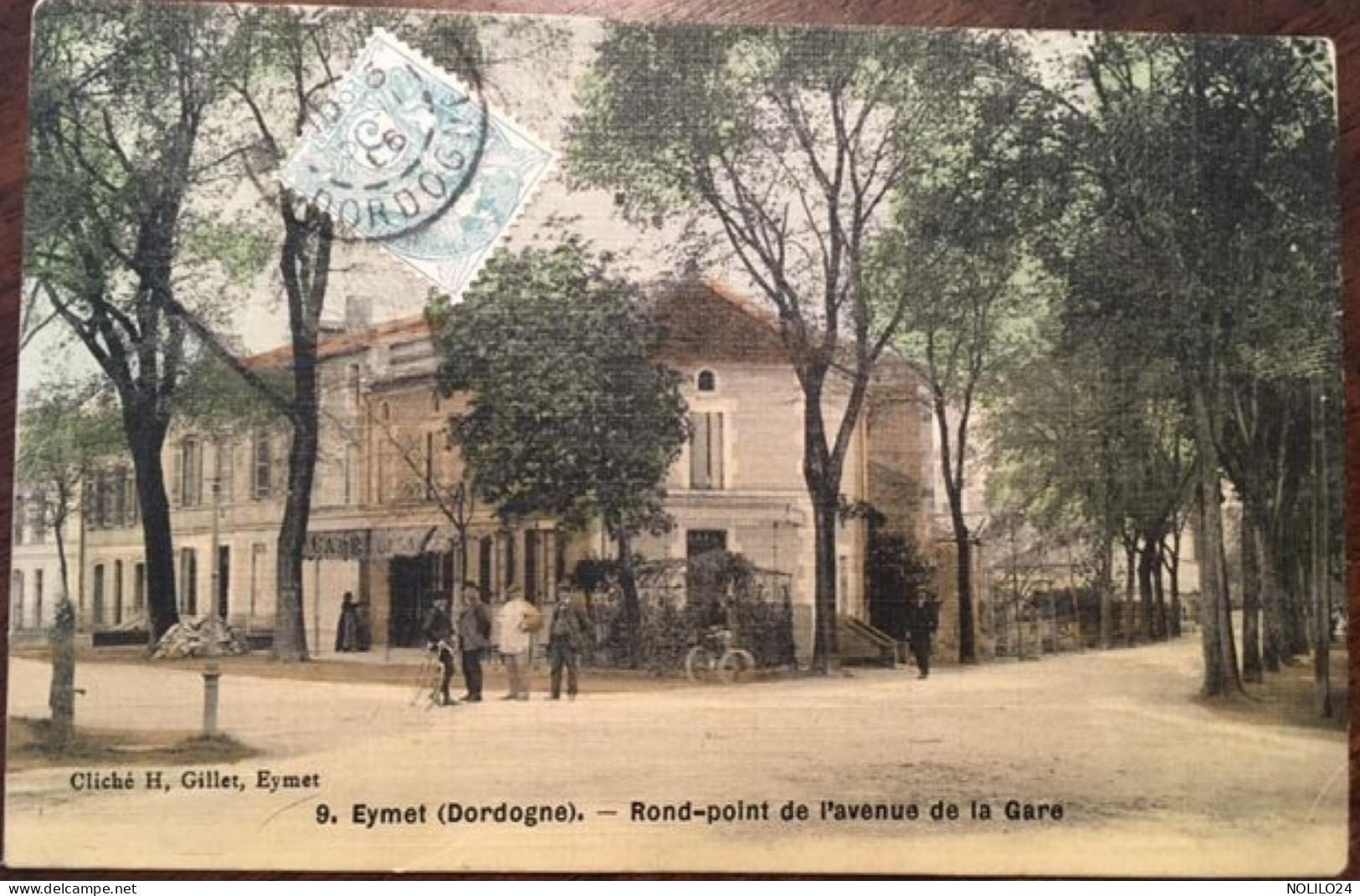 Cpa, écrite En 1906, 24 Dordogne, Eymet Rond Point De L'Avenue De La Gare, Animée, Toilée,cliché Gillet - Eymet