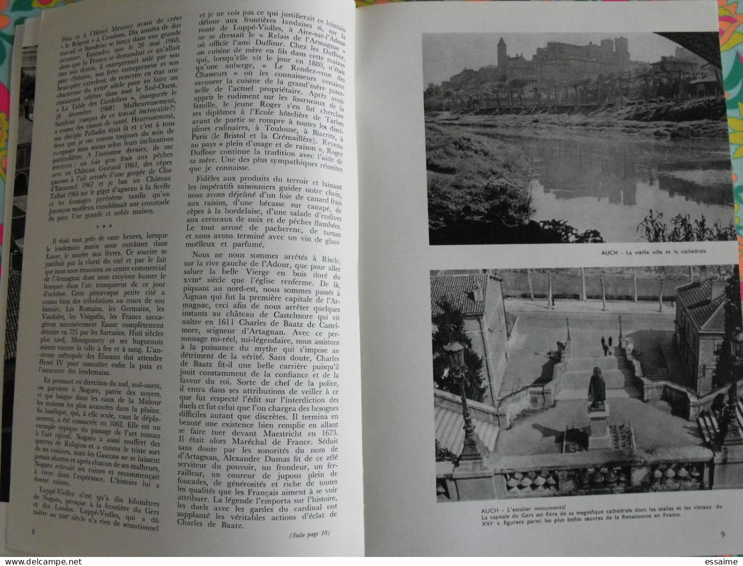 La France à Table N° 161. 1972. Gers. Mirande La Romieu Auch Lectoure Castelnau Pavie Lavardens Vic Flaran. Gastronomie - Tourismus Und Gegenden