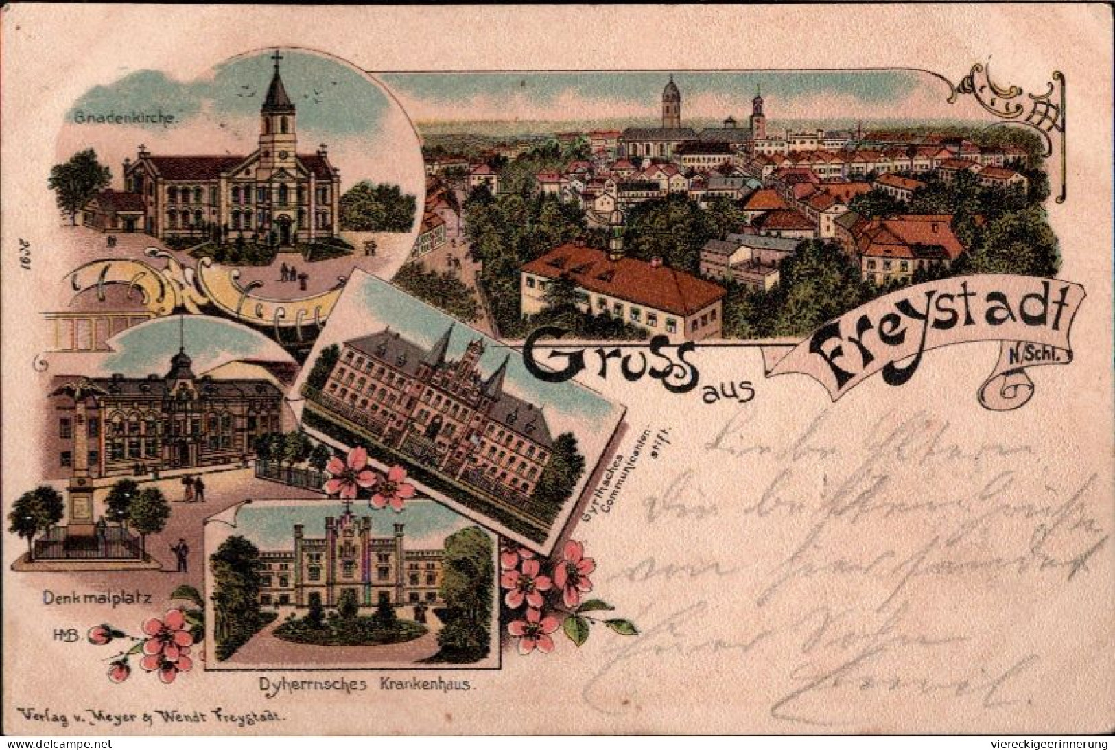 ! Alte Litho Ansichtskarte Gruss Aus Freystadt In Schlesien, Kirche, Krankenhaus, 1905 - Poland