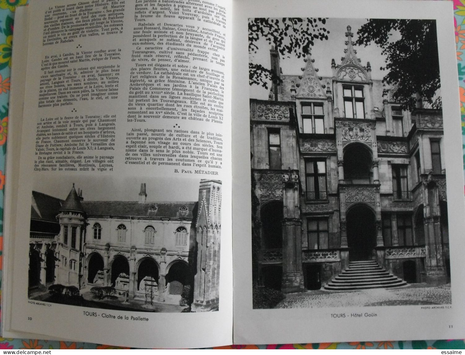 La France à Table N° 92. 1961. Indre-et-Loire. Chenonceaux  Loches Touraine Tours  Amboise Villandry Bléré. Gastronomie - Tourismus Und Gegenden